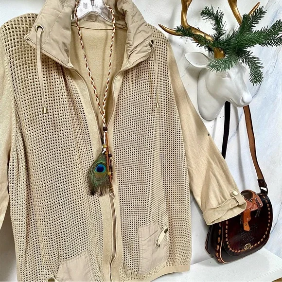 Safari MESH boho cardigan/cover up w botanical vacay vibe - Picture 8 of 12